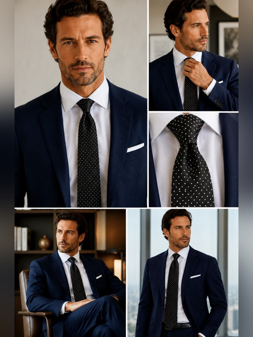 🫛 Oscar de la Renta Men's Black Polka Dot Neck Tie